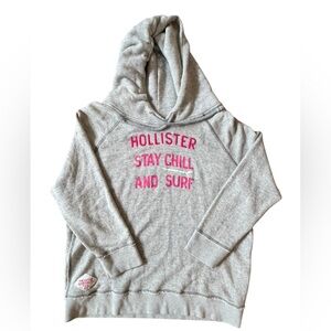 Hollister Gray Hoodie with Pink Surfing Patch